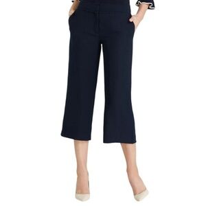 DRAPER JAMES Scallop Crop Pant Nassau Deep Navy Blue Wide Leg Size 6